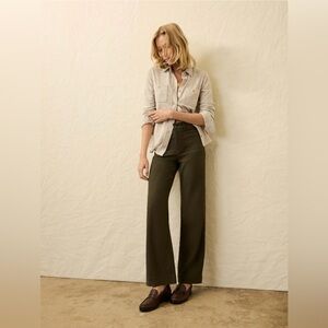 Faherty Olive Wide-Leg Patch Pocket Pants